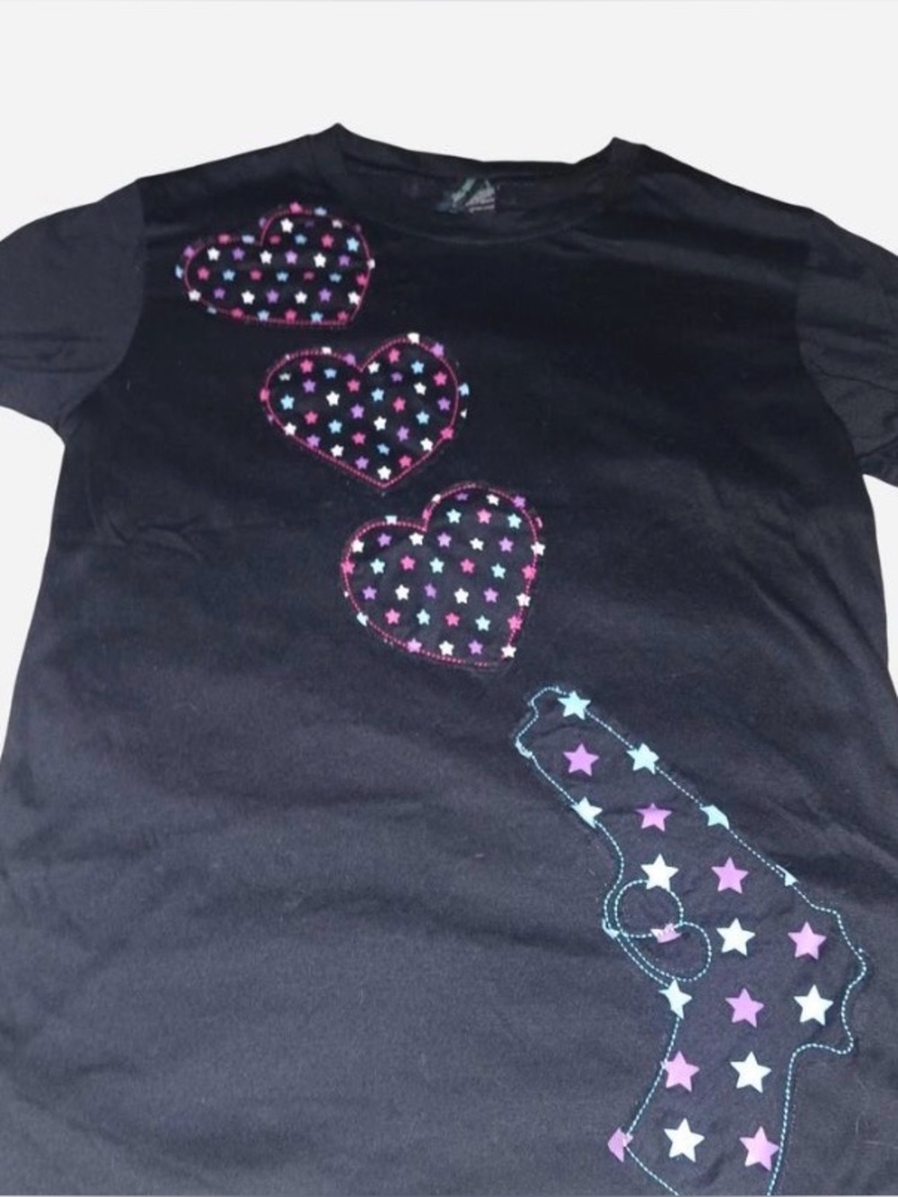 Heart Gun Love Shot Stars Retro Polka Dot Women’s Teen T Shirt Bond Street - S